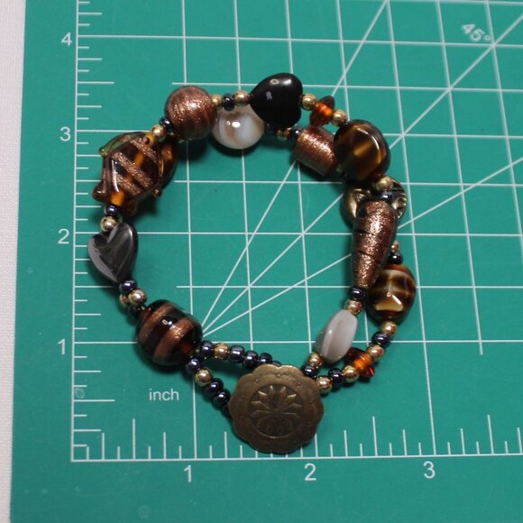 Two Strand Glass Bead Bracelet w/Brass Clasp - Picture 10 of 11